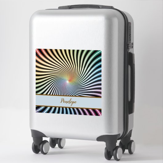 Rainbow Spiral Optical Illusion Art Custom Name シール (スーツケース)