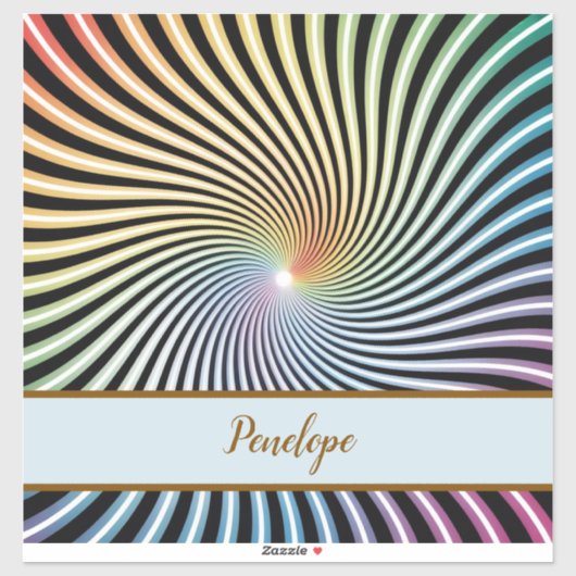 Rainbow Spiral Optical Illusion Art Custom Name シール (シート)