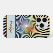 Rainbow Spiral Optical Illusion Art Custom Name iPhoneケース (裏面横)