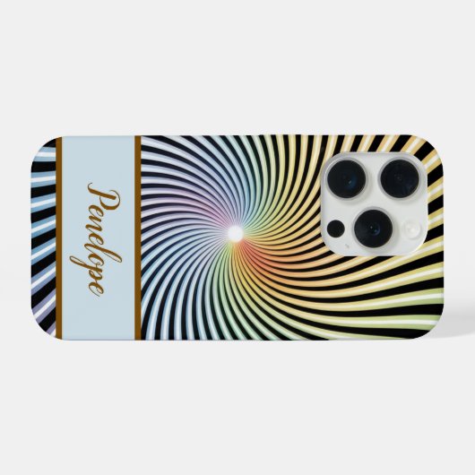 Rainbow Spiral Optical Illusion Art Custom Name iPhoneケース (裏面横)