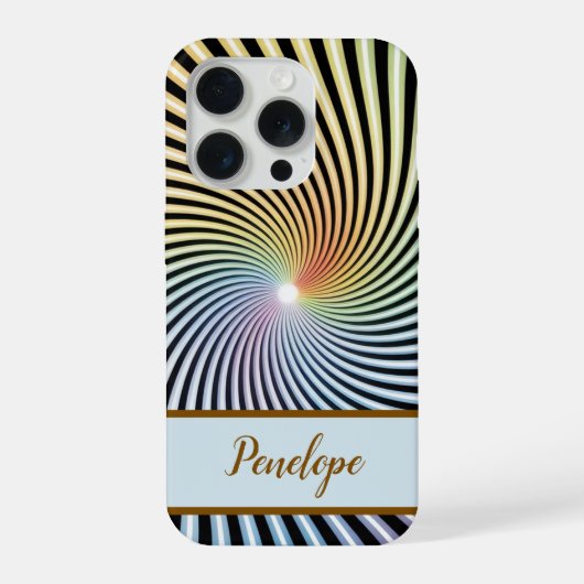 Rainbow Spiral Optical Illusion Art Custom Name iPhoneケース (裏面)