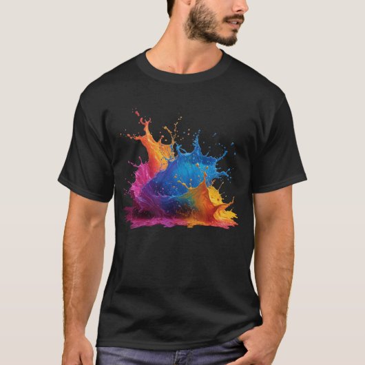 Rainbow Splash Abstract Color Burst Tシャツ (正面)