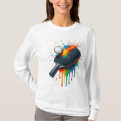 Rainbow Splash Table Tennis – Vibrant Paddle Power Tシャツ (正面)