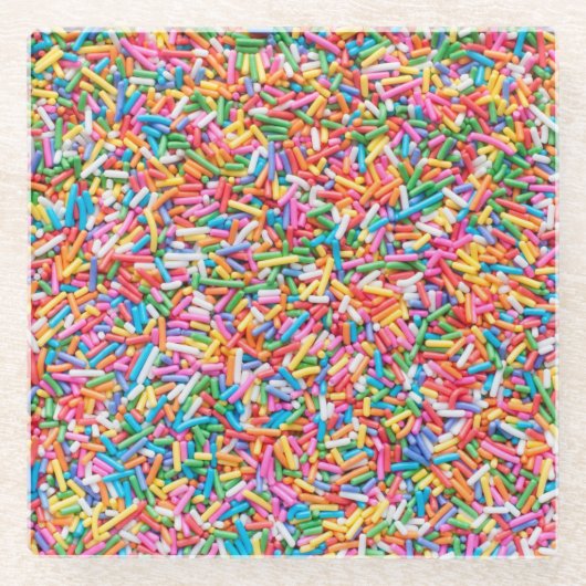 Rainbow sprinkles ガラスコースター (正面)