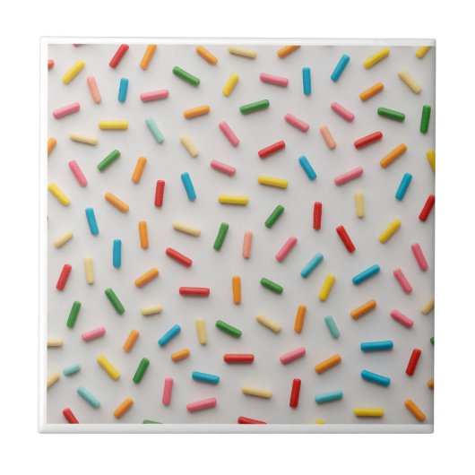 Rainbow Sprinkles Colorful Pattern タイル (正面)