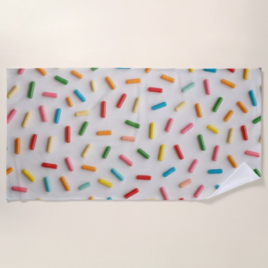 Rainbow Sprinkles Colorful Pattern ビーチタオル (正面)