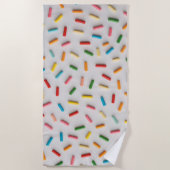 Rainbow Sprinkles Colorful Pattern ビーチタオル (正面)