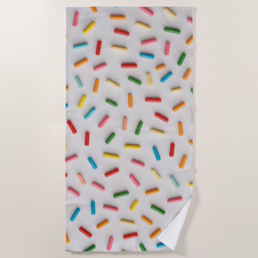 Rainbow Sprinkles Colorful Pattern ビーチタオル (正面)