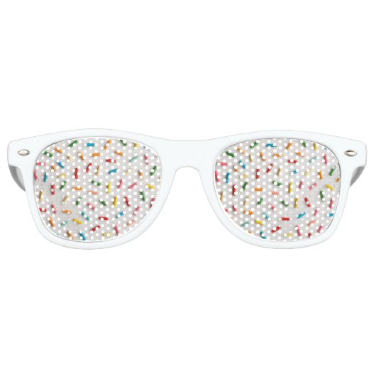 Rainbow Sprinkles Colorful Pattern レトロサングラス (正面)