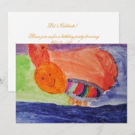 Rainbow Squirrel Kids Birthday Party 招待状