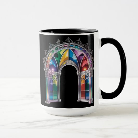 Rainbow Stained Glass Arch — Gothic Cathedral Wind マグカップ (右)