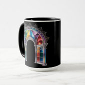 Rainbow Stained Glass Arch — Gothic Cathedral Wind マグカップ (正面左)