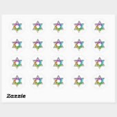 Rainbow Star of David on Any Color ラウンドシール (シート)