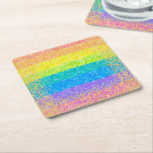 Rainbow Stars Birthday スクエアペーパーコースター (アングル)