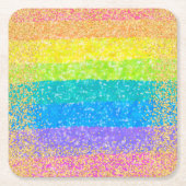 Rainbow Stars Birthday スクエアペーパーコースター (正面)