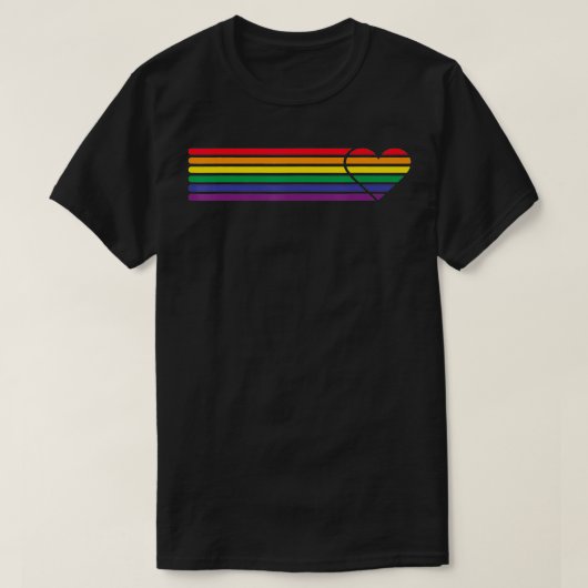 Rainbow Stripe Heart Pride Gay Flag LGBTQ Unity Cl Tシャツ (デザイン正面)