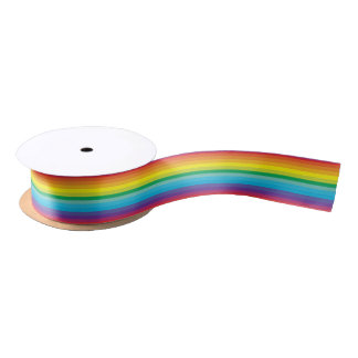 Rainbow Striped Bold Rainbowcore Decora Kei サテンリボン