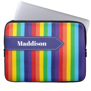 Rainbow Striped Electronics Sleeve with Name ラップトップスリーブ