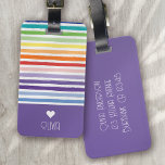 Rainbow Striped Monogram Heart  ラゲッジタグ<br><div class="desc">Looking for a unique and personalized gift for someone special? Check out our custom striped monogram design! Perfect for Christmas,  this luggage tag can be personalized with a monogram name of your choice. Order yours today!</div>