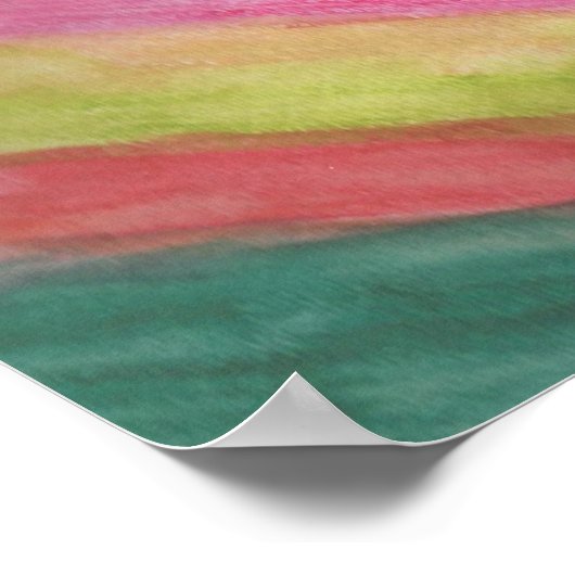 Rainbow Stripes Abstract Watercolor Art Poster ポスター (角)