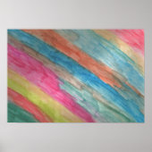 Rainbow Stripes Abstract Watercolor Art Poster ポスター (正面)