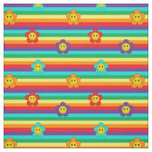 Rainbow Stripes and Hippie Flowers Pattern ファブリック (見本)
