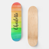 Rainbow Stripes Custom Personalized Name スケートボード (正面)