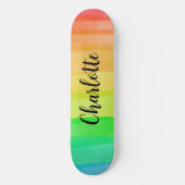 Rainbow Stripes Custom Personalized Name スケートボード (正面)