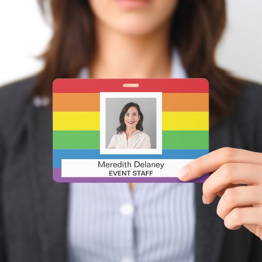 Rainbow Stripes Employee Staff Photo Event バッジ (プレゼンテーション)