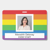 Rainbow Stripes Employee Staff Photo Event バッジ (正面)