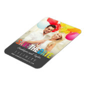 Rainbow Summer Photoカラフル Save The Date マグネット (左側)