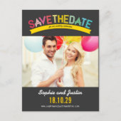 Rainbow Summer Photoカラフル Save The Date 案内ポストカード (正面)