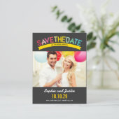 Rainbow Summer Photoカラフル Save The Date 案内ポストカード (スタンド正面)