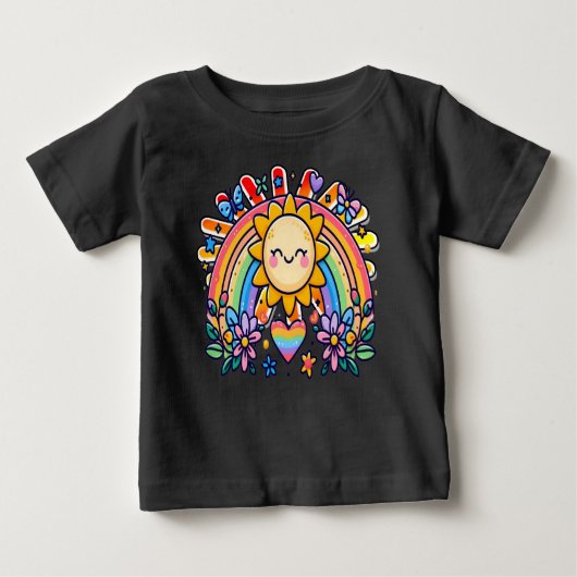 Rainbow Sun Flowers Baby Tee - Garden of Happy ベビーTシャツ (正面)
