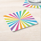 Rainbow Sunburst スクエアペーパーコースター (アングル)