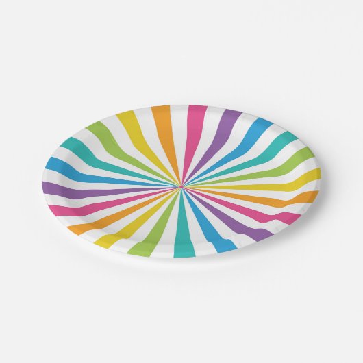 Rainbow Sunburst ペーパープレート (アングル)