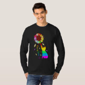 Rainbow Sunflower Cat Love Is Love LGBT Gay Lesbia Tシャツ (正面フル)