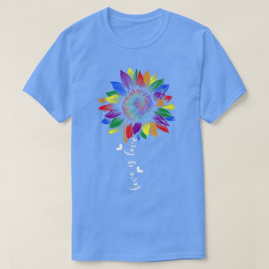 Rainbow Sunflower Love Is Love LGBT Gay Lesbian Pr Tシャツ (デザイン正面)