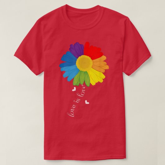 Rainbow Sunflower Love Is Love Lgbt Gay Lesbian Pr Tシャツ (デザイン正面)