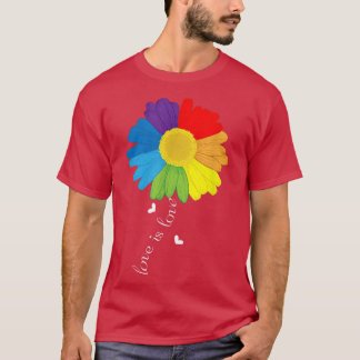 Rainbow Sunflower Love Is Love Lgbt Gay Lesbian Pr Tシャツ