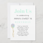 ~* Rainbow Sweet 16 PHOTO Balloon AP29誕生日 招待状 (裏面)