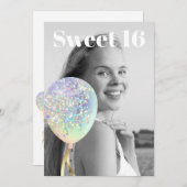 ~* Rainbow Sweet 16 PHOTO Balloon AP29誕生日 招待状 (正面/裏面)