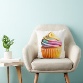Rainbow Swirl Cupcake with Colorful Wrapper クッション (椅子)