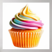 Rainbow Swirl Cupcake with Colorful Wrapper ポスター (正面)
