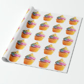 Rainbow Swirl Cupcake with Colorful Wrapper ラッピングペーパー (アンロールド)