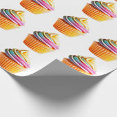 Rainbow Swirl Cupcake with Colorful Wrapper ラッピングペーパー (角)