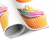 Rainbow Swirl Cupcake with Colorful Wrapper ラッピングペーパー (ロールコーナー)