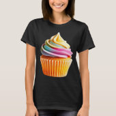 Rainbow Swirl Cupcake with Colorful Wrapper Tシャツ (正面)