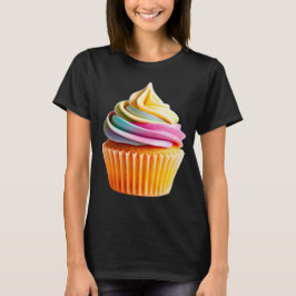 Rainbow Swirl Cupcake with Colorful Wrapper Tシャツ