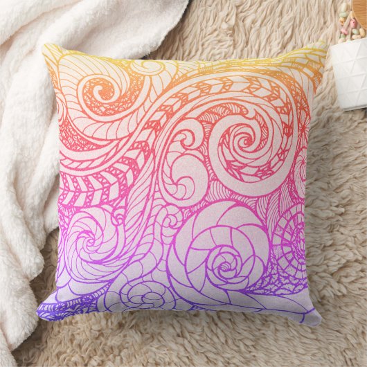 Rainbow Swirl Throw Pillow クッション (ブランケット)